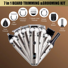 Load image into Gallery viewer, 7 in 1 Beard Trimmer Kit for Men Professional Hair Clippers T-Blade Trimmer Nose Trimmer Beard Hair Shaver
