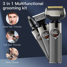 Load image into Gallery viewer, Electric shaver 3 in 1 beard grooming set for men waterproof cordless hair trimmer USB charging nose trimmer
