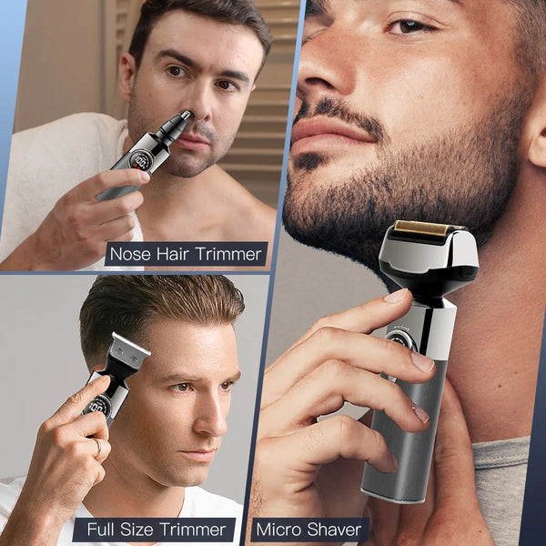 Electric shaver 3 in 1 beard grooming set for men waterproof cordless hair trimmer USB charging nose trimmer