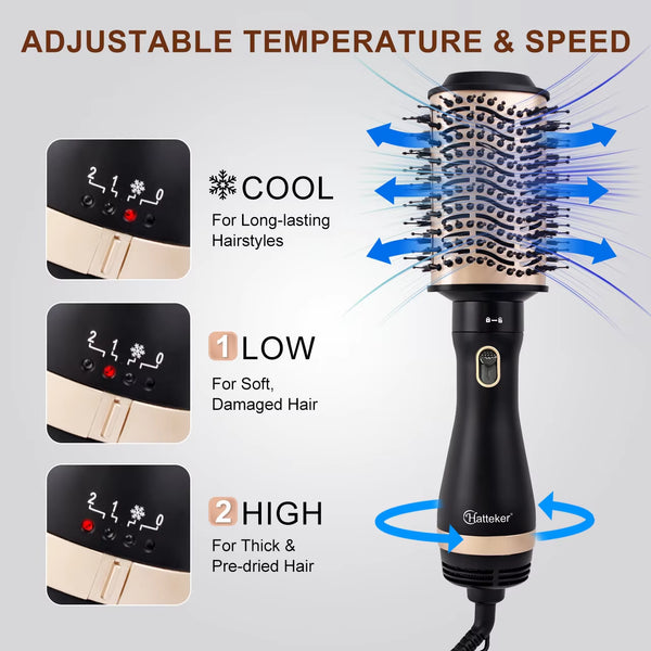 Hatteker 4 in 1 Air Hair Style Curler Styling Tools Hair Dryer Brush Hot Comb Electric Hair Straightener