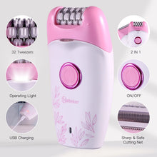 Load image into Gallery viewer, Hatteker 2-in-1 Women&#39;s Electric Shaver and Trimmer with LED Light for Hair Removal
