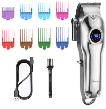 HATTEKER Professional Hair Clippers for Men Cordless Barbers Grooming Kit LCD Display - HATTEKER