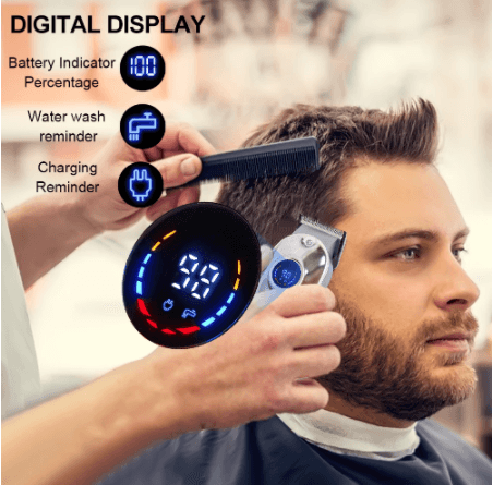 HATTEKER Professional Hair Clippers for Men Cordless Barbers Grooming Kit LCD Display - HATTEKER